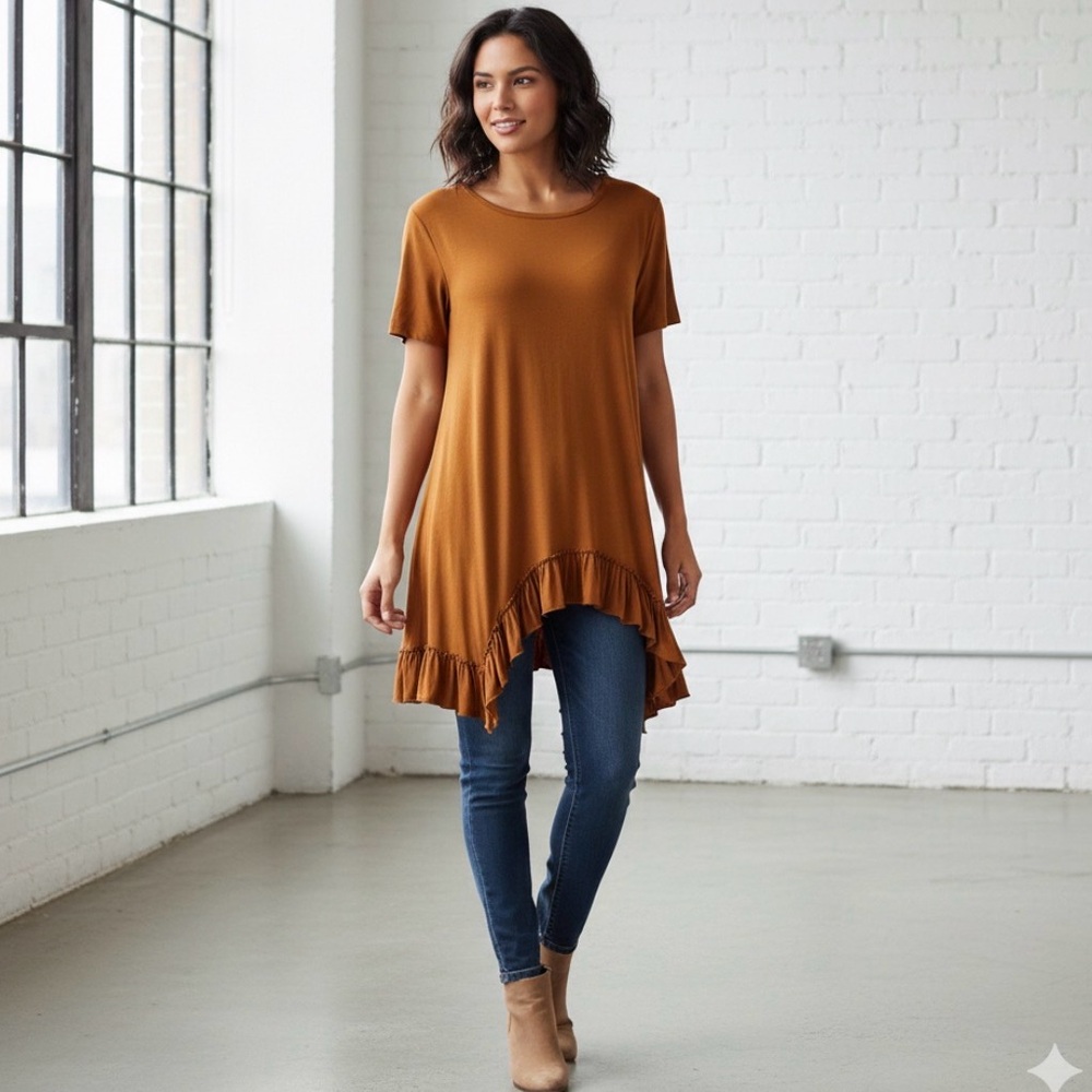 Piko Envi free fashion Soft Surroundings Stretch Knit Tunic Top Blouse
